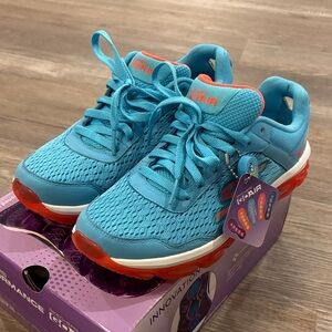 Skechers Women Blue and Orange Sneakers